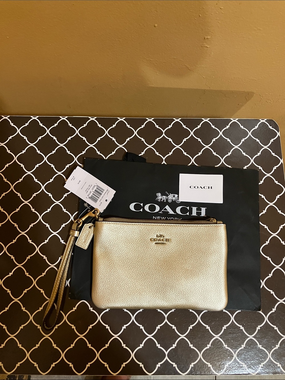 Coach Metallic Gold Leather Wristlet